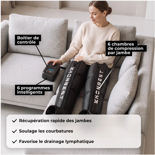 AirWave Pro – Masseur Jambes à Compression 4 Cavités
