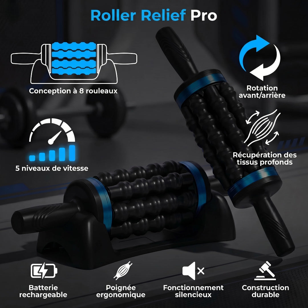 Roller Relief Pro – Masseur Corporel sans fil relaxation musculaire pour le dos, les pieds et les jambes.
