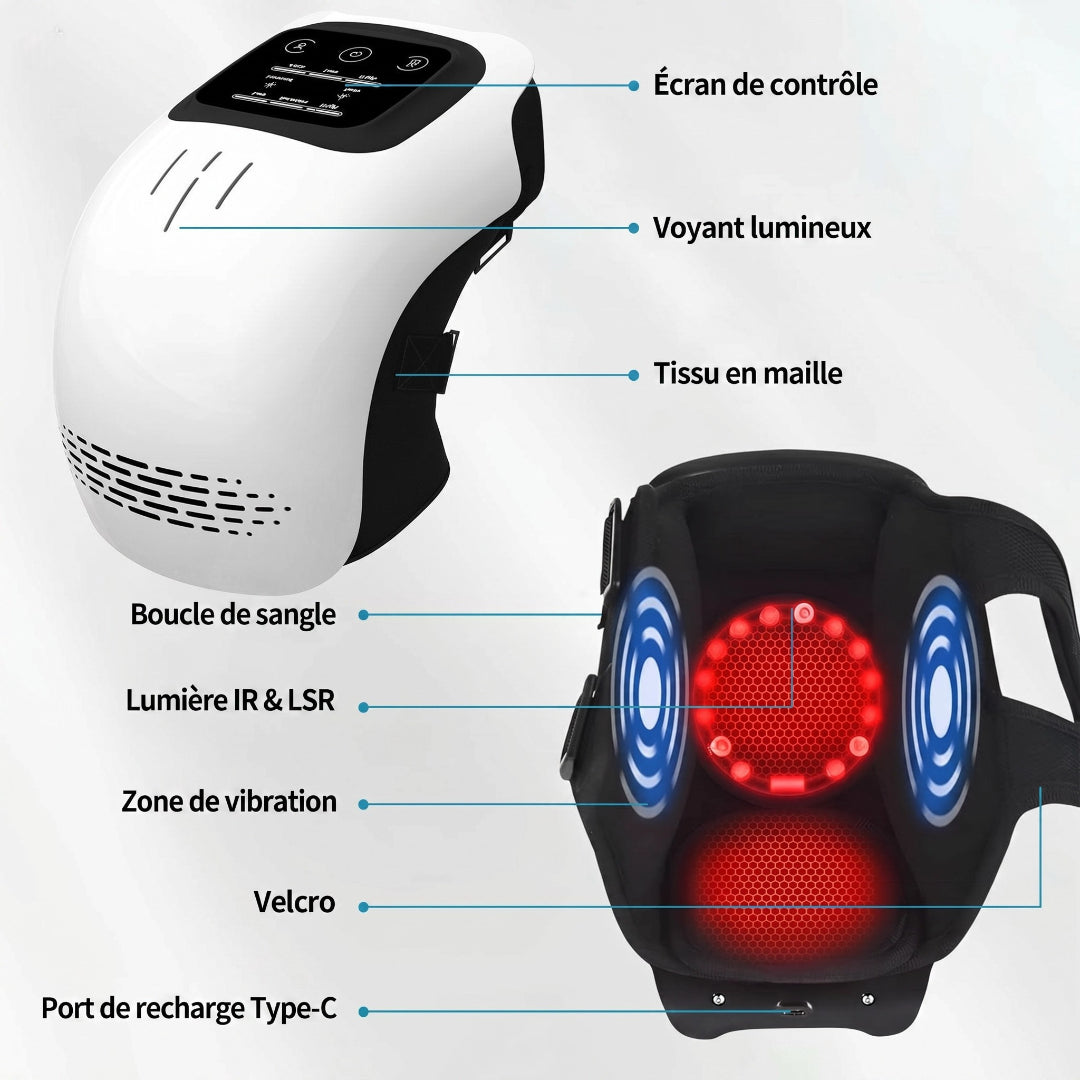 Knee-Relief Pro – Masseur de genoux avec Pétrissage, vibrations, chauffage