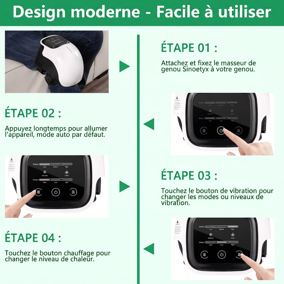 Knee-Relief Pro – Masseur de genoux avec Pétrissage, vibrations, chauffage